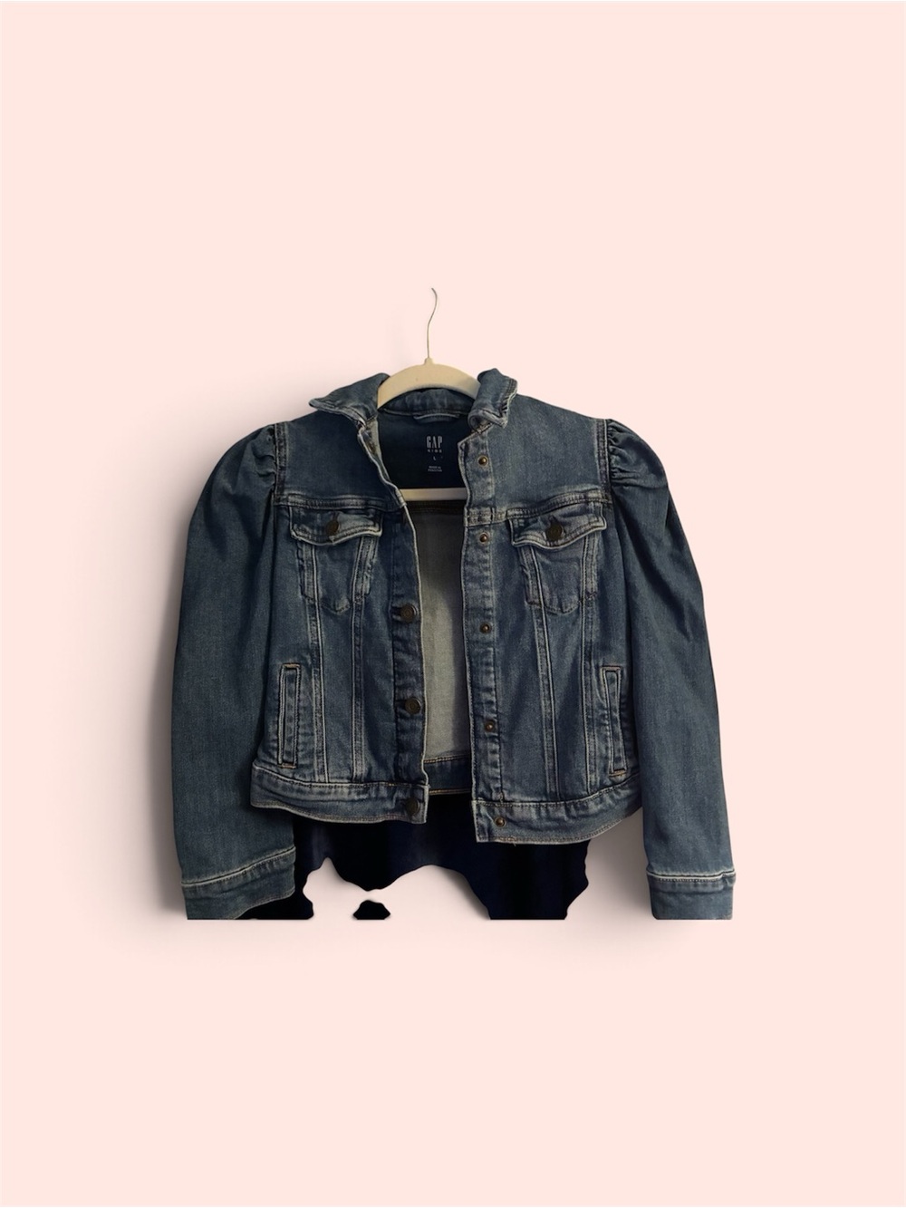 GAP Dark Blue Denim Jacket with Puff Shoulders